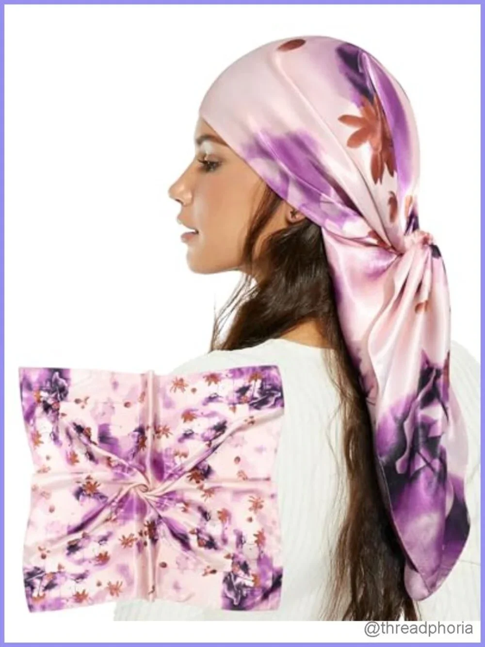 35 Inch Large Satin Square Head Scarf Silk Feel Hair Bandana Wrap
